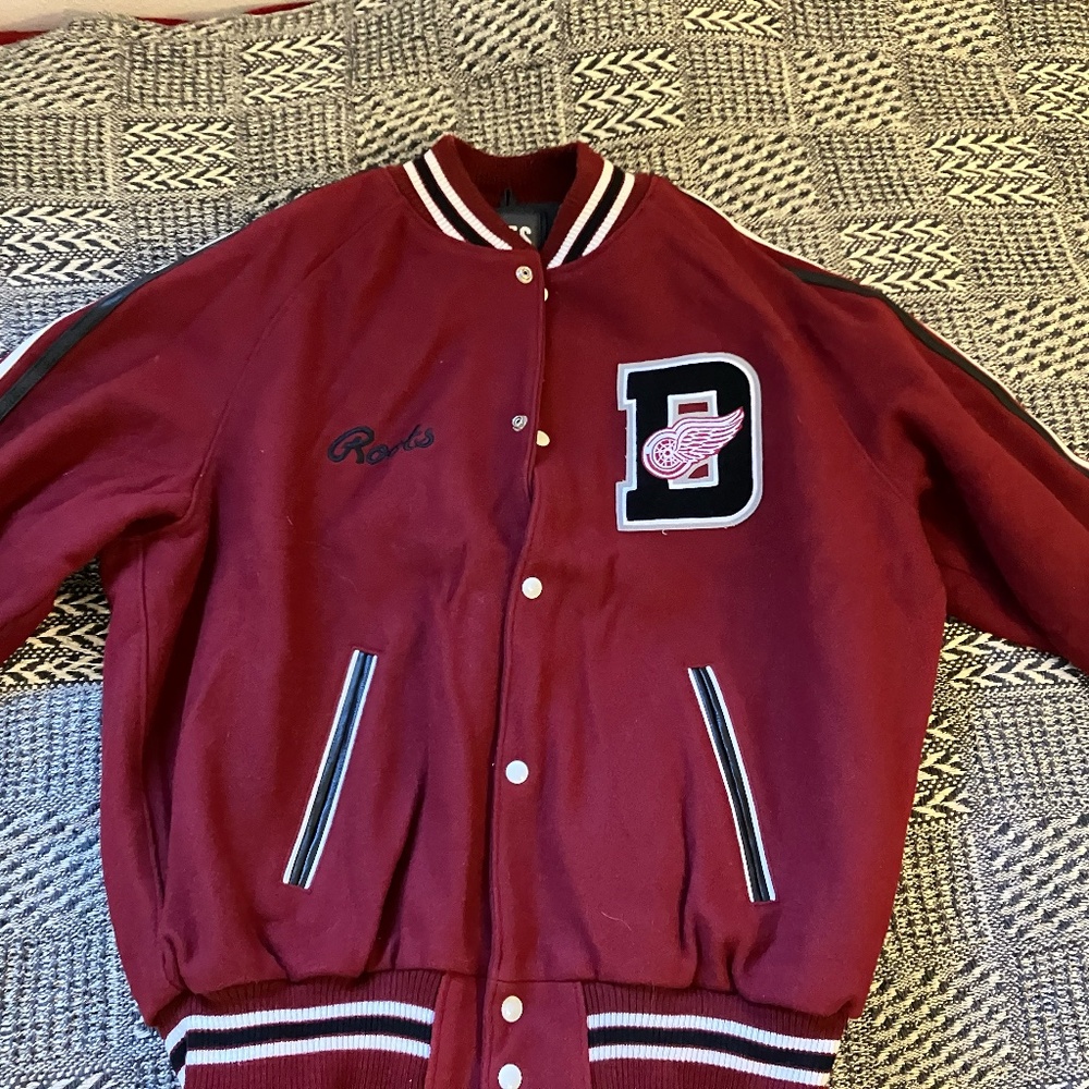 ROOTS x NHL Detroit Red Wings Varsity Jacket | Wool | Made in Canada | XL